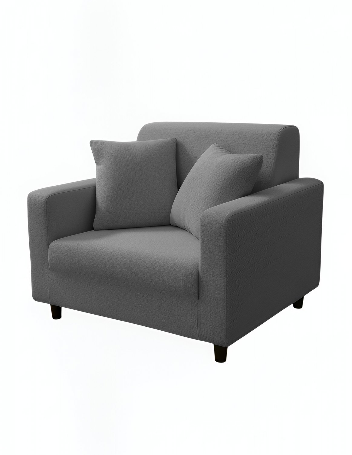 Anyhouz 1-Seater Sofa Cover, Plain Ash Grey, Elastic Stretch, Slipcover