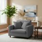 Anyhouz 1-Seater Sofa Cover, Plain Ash Grey, Elastic Stretch, Slipcover
