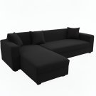 Anyseat 4-Seater Sofa Cover, Plain Black, Elastic Stretch, Slipcover