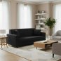 Anyseat 3-Seater Sofa Cover, Plain Black, Elastic Stretch, Slipcover