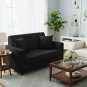 Anyseat 2-Seater Sofa Cover, Plain Black, Elastic Stretch, Slipcover