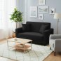 Anyseat 2-Seater Sofa Cover, Plain Black, Elastic Stretch, Slipcover