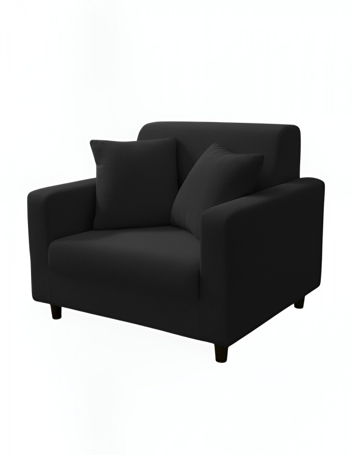 Anyseat 1-Seater Sofa Cover, Plain Black, Elastic Stretch, Slipcover