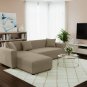 Anyhouz 4-Seater Sofa Cover, Plain Beige, Elastic Stretch, Slipcover
