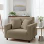 Anyhouz 1-Seater Sofa Cover, Plain Beige, Elastic Stretch, Slipcover