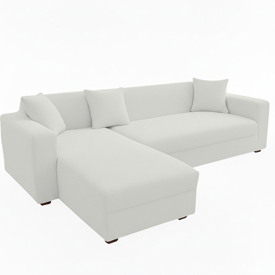 Anyseat 4-Seater Sofa Cover, Plain White, Elastic Stretch, Slipcover