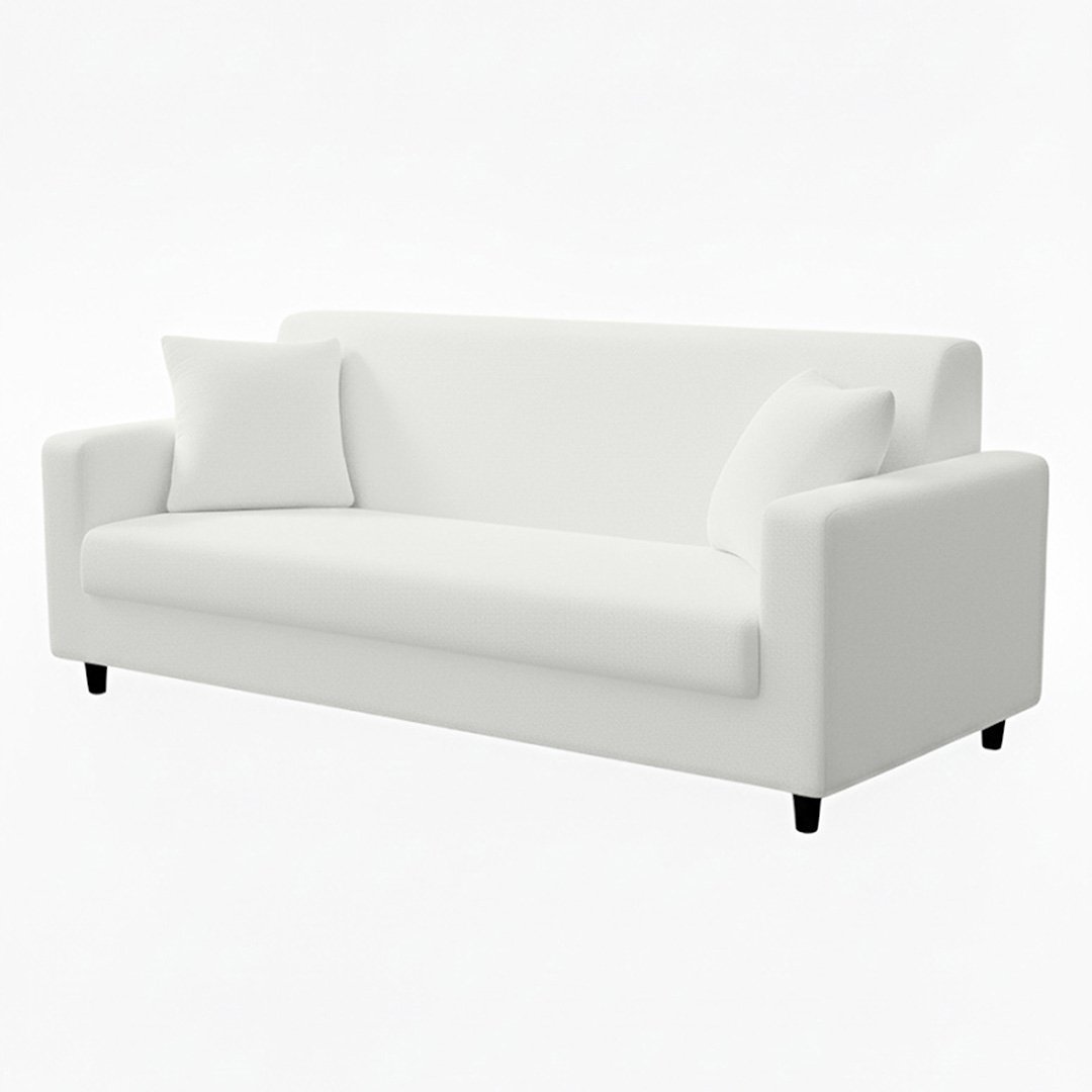 Anyseat 3-Seater Sofa Cover, Plain White, Elastic Stretch, Slipcover
