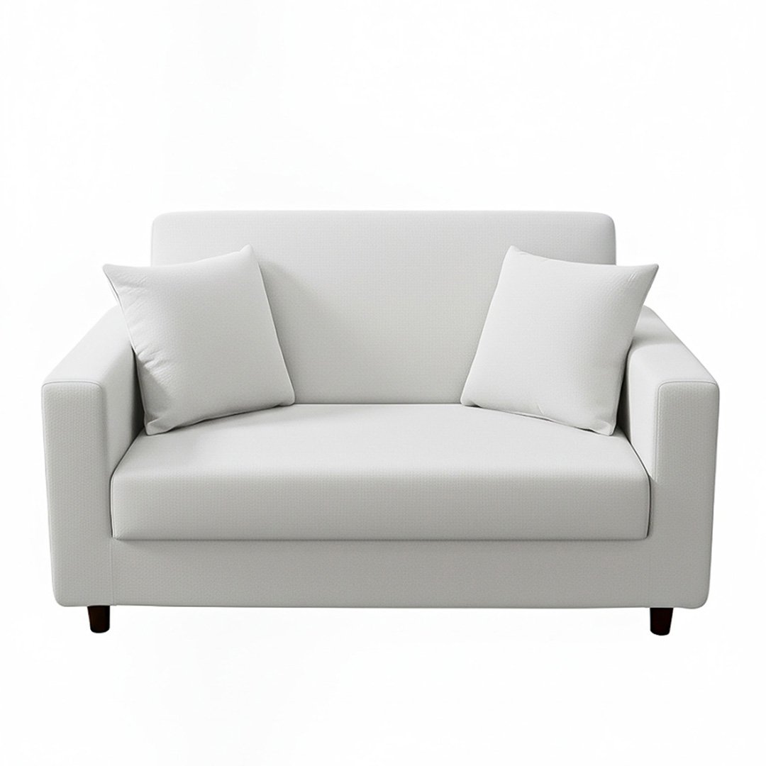 Anyseat 2-Seater Sofa Cover, Plain White, Elastic Stretch, Slipcover