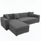 Anyhouz 4-Seater Sofa Cover, Plain Grey, Elastic Stretch, Slipcover