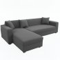 Anyhouz 4-Seater Sofa Cover, Plain Grey, Elastic Stretch, Slipcover