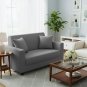 Anyhouz 2-Seater Sofa Cover, Plain Grey, Elastic Stretch, Slipcover