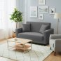 Anyhouz 2-Seater Sofa Cover, Plain Grey, Elastic Stretch, Slipcover