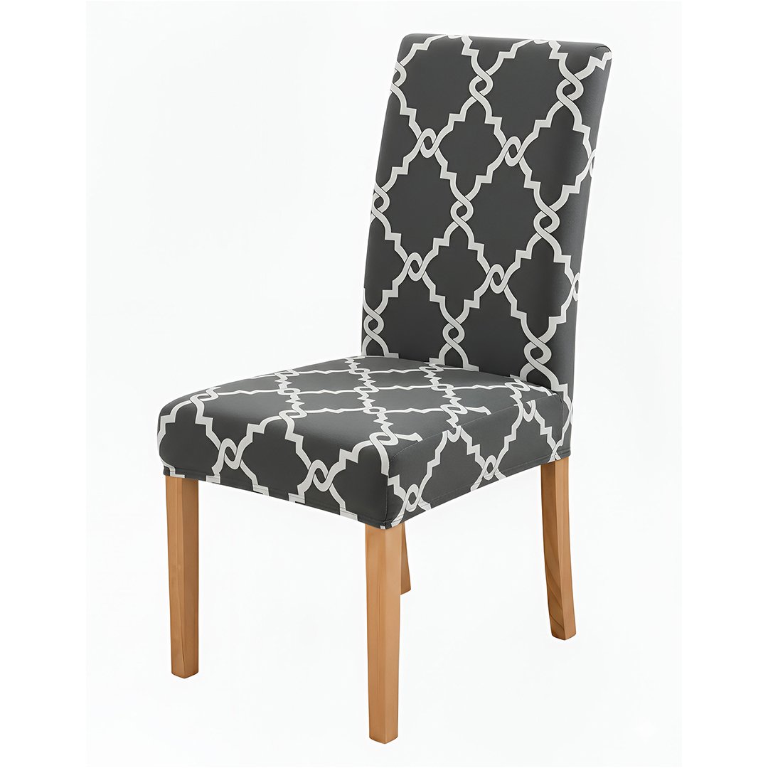 Anyseat Chair Cover Gray Chain Link Pattern Elastic Slipcover Dining Decor