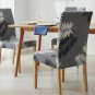 Anyseat Chair Cover Gray Leaf Print Elastic Slipcover Dining Decor