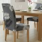 Anyseat Chair Cover Gray Leaf Print Elastic Slipcover Dining Decor