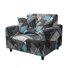 Anyseat 1-Seater Sofa Cover, Dark Grey Geometric, Elastic Stretch, Slipcover