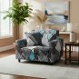 Anyseat 1-Seater Sofa Cover, Dark Grey Geometric, Elastic Stretch, Slipcover