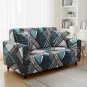 Anyseat 2-Seater Sofa Cover, Dark Grey Geometric, Elastic Stretch, Slipcover