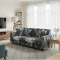 Anyseat 3-Seater Sofa Cover, Dark Grey Geometric, Elastic Stretch, Slipcover