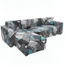 Anyseat 4-Seater Sofa Cover, Dark Grey Geometric, Elastic Stretch, Slipcover