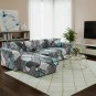 Anyseat 4-Seater Sofa Cover, Dark Grey Geometric, Elastic Stretch, Slipcover