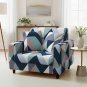 Anyseat 1-Seater Sofa Cover, Blue White Geometric, Elastic Stretch, Slipcover