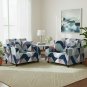 Anyseat 1-Seater Sofa Cover, Blue White Geometric, Elastic Stretch, Slipcover