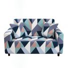 Anyseat 2-Seater Sofa Cover, Blue White Geometric, Elastic Stretch, Slipcover
