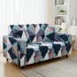 Anyseat 2-Seater Sofa Cover, Blue White Geometric, Elastic Stretch, Slipcover