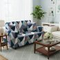 Anyseat 2-Seater Sofa Cover, Blue White Geometric, Elastic Stretch, Slipcover
