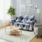 Anyseat 2-Seater Sofa Cover, Blue White Geometric, Elastic Stretch, Slipcover