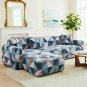 Anyseat 4-Seater Sofa Cover, Blue White Geometric, Elastic Stretch, Slipcover