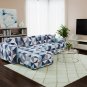 Anyseat 4-Seater Sofa Cover, Blue White Geometric, Elastic Stretch, Slipcover