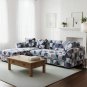 Anyseat 4-Seater Sofa Cover, Blue White Geometric, Elastic Stretch, Slipcover