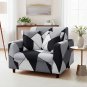Anyseat 1-Seater Sofa Cover, Black White Geometric, Elastic Stretch, Slipcover