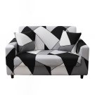 Anyseat 2-Seater Sofa Cover, Black White Geometric, Elastic Stretch, Slipcover