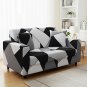 Anyseat 2-Seater Sofa Cover, Black White Geometric, Elastic Stretch, Slipcover