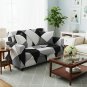 Anyseat 2-Seater Sofa Cover, Black White Geometric, Elastic Stretch, Slipcover