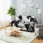 Anyseat 2-Seater Sofa Cover, Black White Geometric, Elastic Stretch, Slipcover