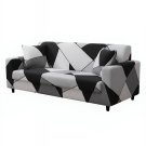 Anyseat 3-Seater Sofa Cover, Black White Geometric, Elastic Stretch, Slipcover