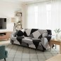 Anyseat 3-Seater Sofa Cover, Black White Geometric, Elastic Stretch, Slipcover