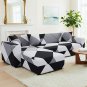Anyseat 4-Seater Sofa Cover, Black White Geometric, Elastic Stretch, Slipcover
