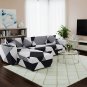 Anyseat 4-Seater Sofa Cover, Black White Geometric, Elastic Stretch, Slipcover