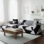 Anyseat 4-Seater Sofa Cover, Black White Geometric, Elastic Stretch, Slipcover
