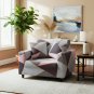 Anyseat 1-Seater Sofa Cover, Gray Pink Geometric, Elastic Stretch, Slipcover