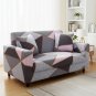 Anyseat 2-Seater Sofa Cover, Gray Pink Geometric, Elastic Stretch, Slipcover
