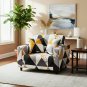 Anyseat 1-Seater Sofa Cover, Yellow White Geometric, Elastic Stretch, Slipcover