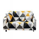Anyseat 2-Seater Sofa Cover, Yellow White Geometric, Elastic Stretch, Slipcover