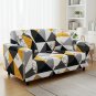 Anyseat 2-Seater Sofa Cover, Yellow White Geometric, Elastic Stretch, Slipcover