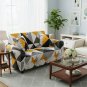 Anyseat 2-Seater Sofa Cover, Yellow White Geometric, Elastic Stretch, Slipcover